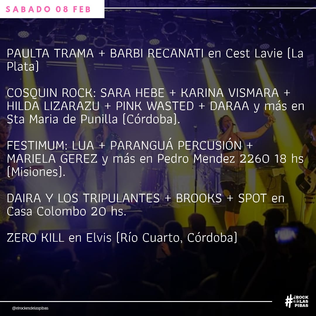 ElRockdePibis's tweet photo. 🌟AGENDA DEL SÁBADO🌟
Hoy se picó mal Normaaa!!! Mirá lo que hay para ver y hacer
#Agendadelfinde #sabado #unabandadechicas #Cosquin2020 #elrockesdelaspibas #barbirecanati #violetacastillo #kumbiaqueers #fantasmagoria #boconas #solpereyra #zerokill https://t.co/ja7IUFdSuO