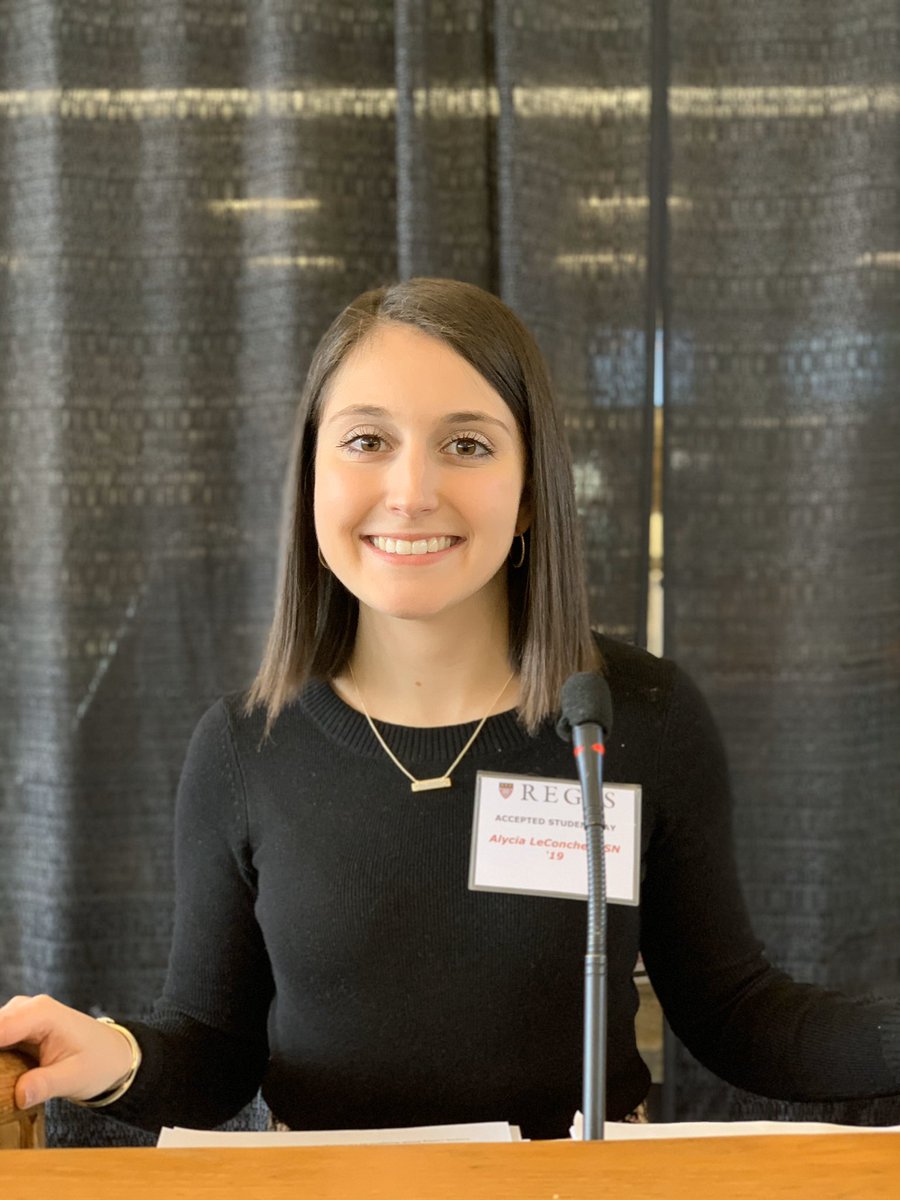 RegisAdmission's tweet photo. “I promise you Regis is everything you make it to be. Regis will provide you the toolbox you need for success.” - Alycia LeConche, BSN ‘19 #RoarPride #AcceptedStudentReception https://t.co/2C88dCqqsZ