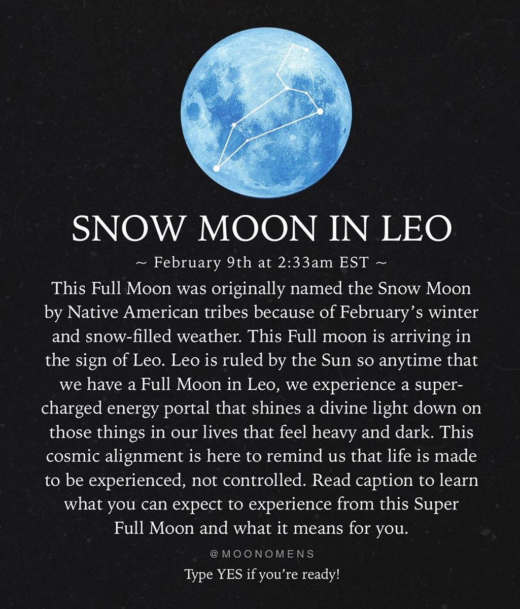 MoonOmens's tweet photo. The Full Snow Moon In Leo Is Your Time To Shine 🌕

#FullMoon #MoonLovers #Astrology https://t.co/E2qv6h3YOG