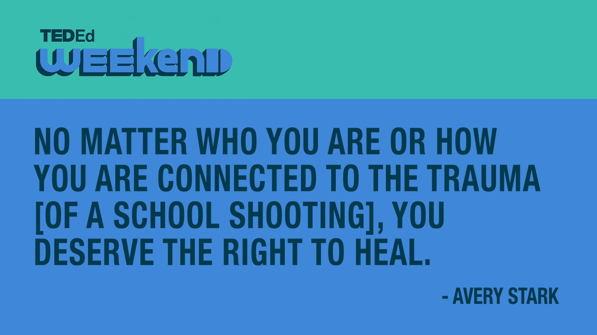 TED_ED's tweet photo. In her #TEDEdWeekend Talk, Avery Stark shares what it was like to have her sister at Marjory Stoneman Douglas High School during the Parkland school shooting, and how school shootings create trauma even for those who are far-removed from the incident.

#StudentTalks https://t.co/cWjsY5arP7