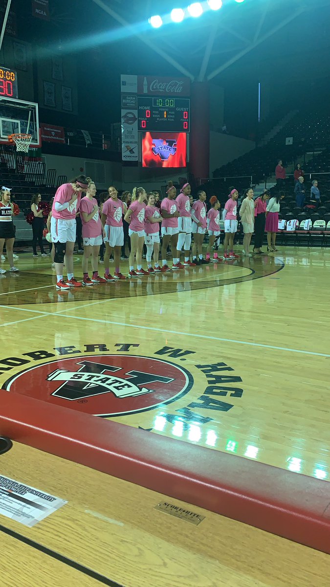 The Lady Blazers are all smiles before their matchup against a West Georgia