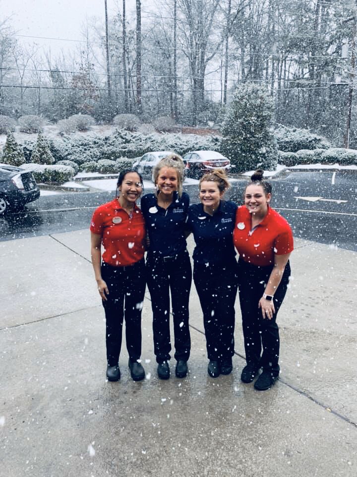 ClemsonCFA's tweet photo. It’s a snow day! Because of the inclement weather, we are closing so that our team can make it home safely. We hope that all of you stay safe out there and we look forward to serving you on Monday! ❄️ https://t.co/WsoHfKgK0T