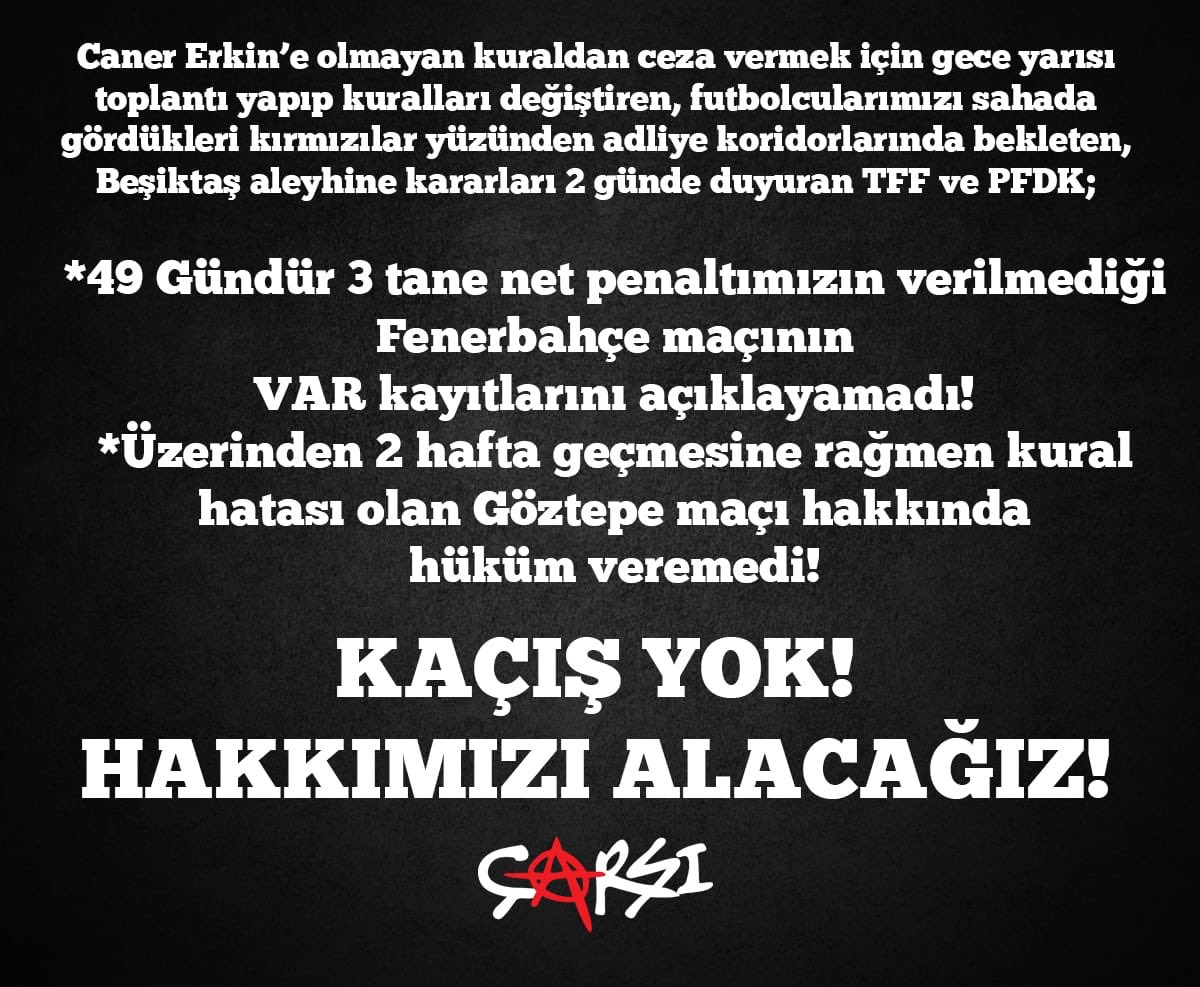 KAÇIŞ YOK! 
Hakkımızı alacağız! 
#HaydutlukYapmaMaçıTekrarEt

#çArşı