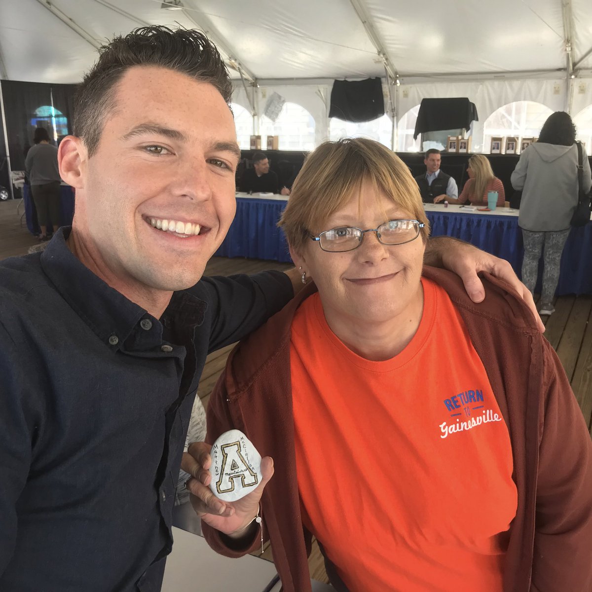 mcclellantv's tweet image. Had the best time at the @FOX13News Meet &amp;amp; Greet at the @FLStateFair today. Linda brought each of us a rock painted with our university colors. #GoApps