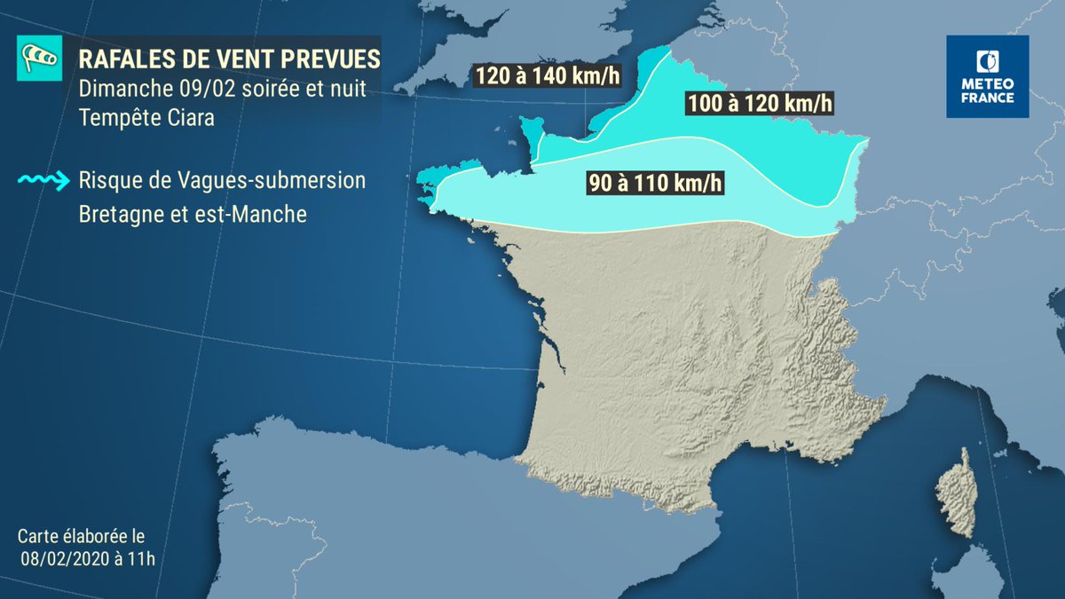 ⚠️ Vigilance vents violents dans la #Manche. Des rafales jusqu'à 140 km/h sont attendues sur nos côtes dans le 48 prochaines heures. Risque de vagues-submersion. Soyez très prudents dans vos déplacements ! <a href="/Prefecture50/">Préfet de la Manche 🇫🇷</a>