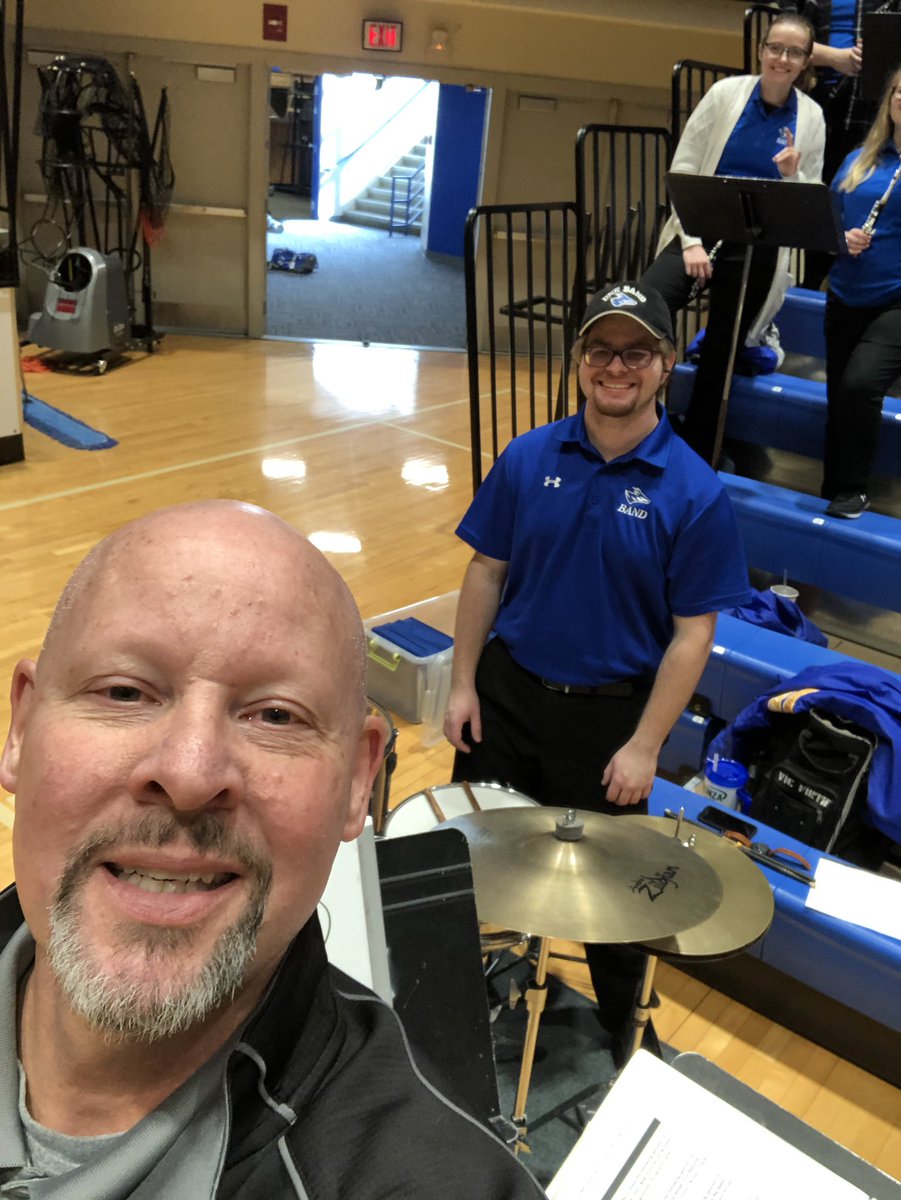 NewmanJetsWBB's tweet photo. Countdown to tip-off at UNK 🏀 #selfie 📷 with the band https://t.co/HG2ACoDrFQ