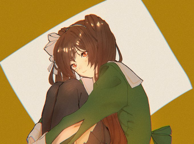 「bangs hugging own legs」 illustration images(Oldest)