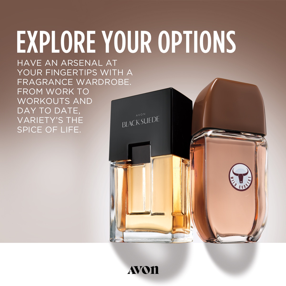 #Explore your options: 
Our #BlackSuede & #WildCountry #Collection is effortlessly cool. Go ahead, show your smooth side. Shop: go.youravon.com/3jhccp

#giftsforhim #Avonmen