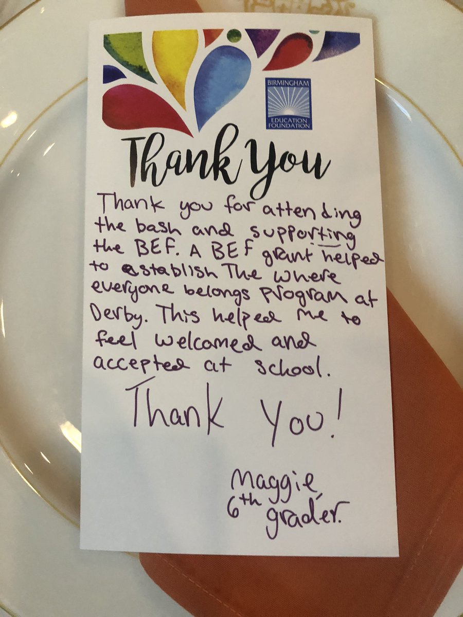 We’re at the 19th annual #UnabashedBash for a night to support our students. Here’s just a peek at a few of the student “thank you” notes sharing what some of the BEF Grants have meant to them. #BPSLearners #DreamBig