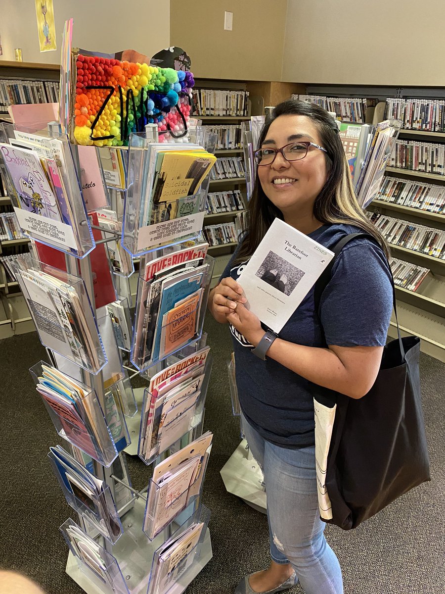 DJZibaZ's tweet image. Talking zines with Rio Hondo College Librarian Claudia! #LAPLZineLibrary #LAPLZines #EdendaleLibrary #ZineLibrary