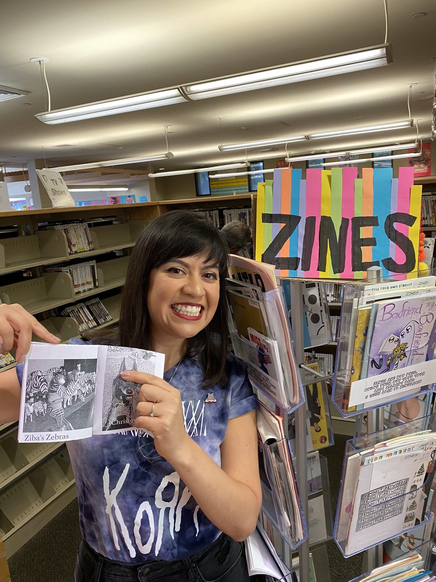 DJZibaZ's tweet image. Talking zines with Rio Hondo College Librarian Claudia! #LAPLZineLibrary #LAPLZines #EdendaleLibrary #ZineLibrary