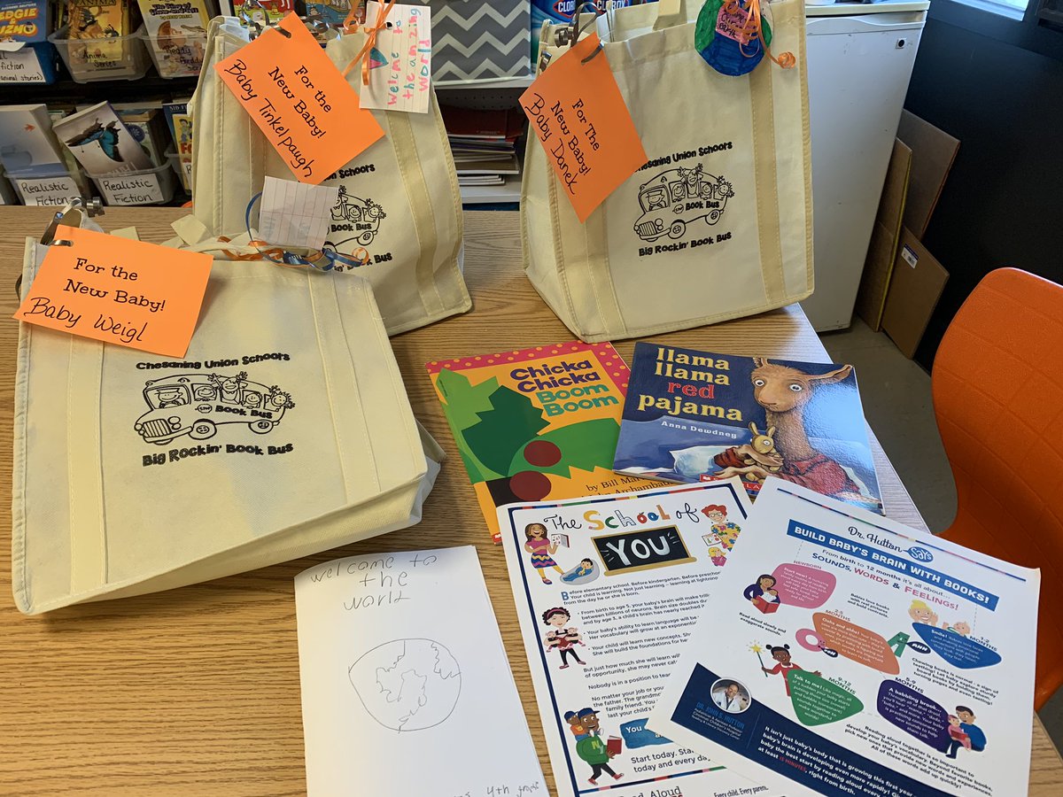 Our latest project! We send these bags home for every new baby born in our district! Mostly siblings take them home and families love them! The siblings start reading to the new babies right away! 😊❤️📚
