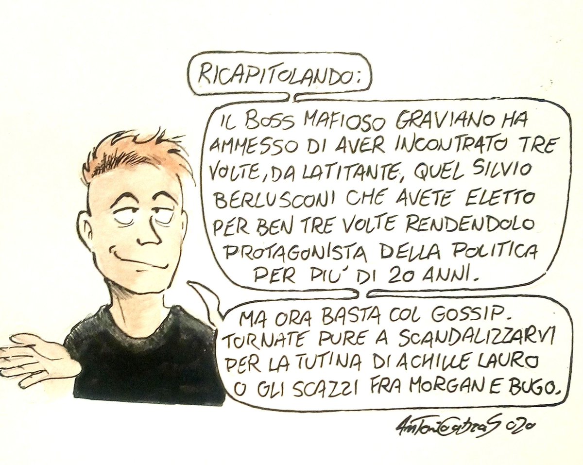 sciolti_cani's tweet photo. Una notiziola passata quasi in sordina.

[@CabrasAntonio]

#BugoGate #bugoexit #Bugo #bugoemorgan #Sanremo2020
 sanremo2020 #FestivalSanremo #sanremo70 #Sincero #Berlusconi #Graviano #satira #antoniocabras https://t.co/WhSsyGyYoJ