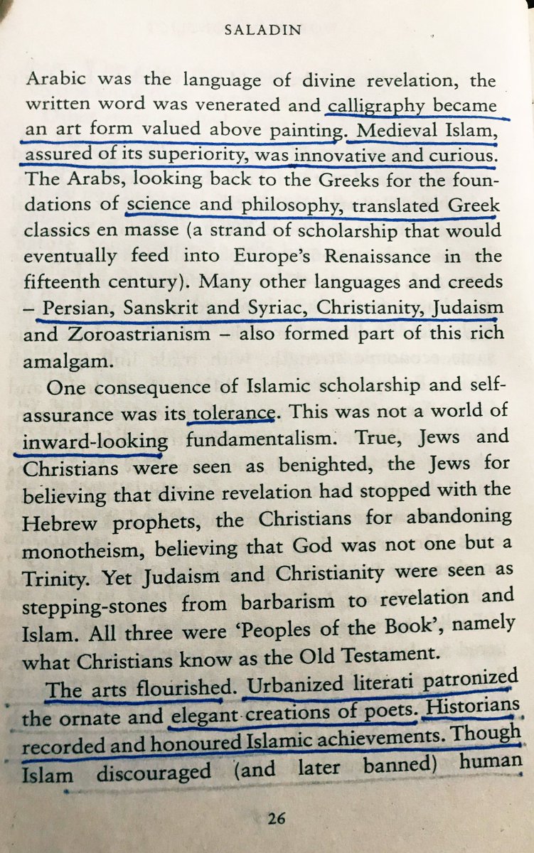 “Tolerance, science , philosophy, design & artictecturhe, travelling calligraphy, and reasoning all defined Islam in the era of Saladin.” #SaladinBiography authored by John Man  #100books2020  #bookscache