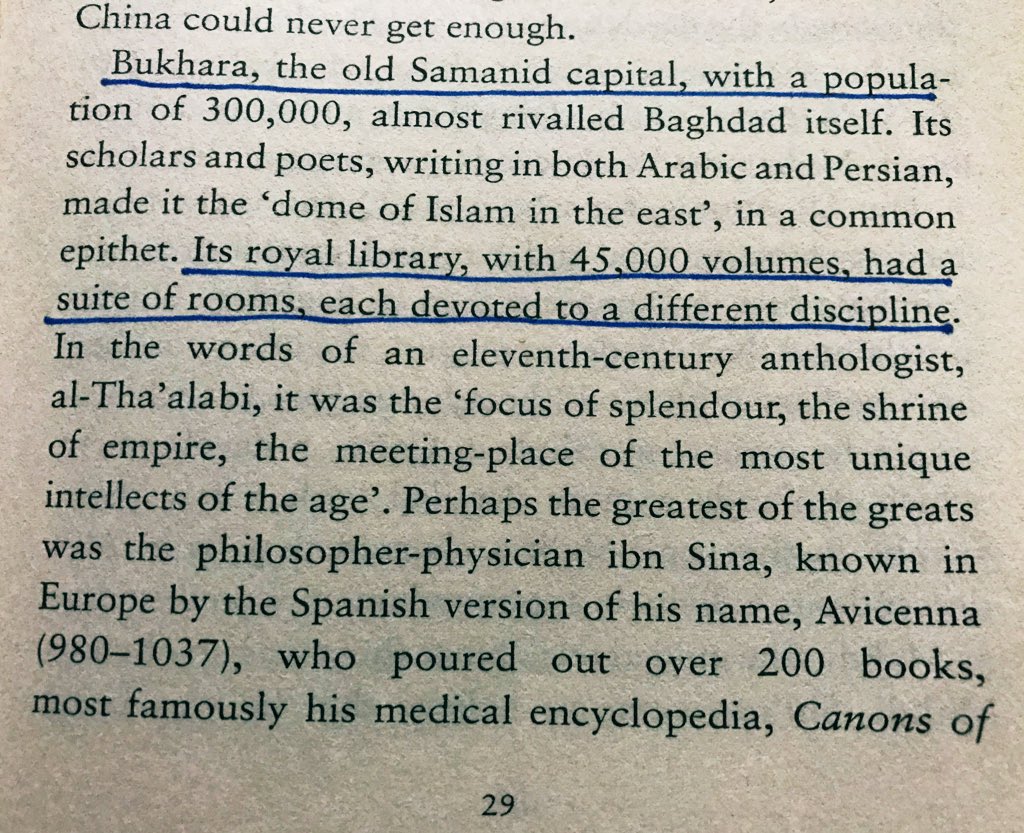 “Bukhara, the old Samanid capital had a royal library, with 45,000 volumes, and had a suite of rooms, each devoted to a different discipline.” #SaladinBiography authored by John Man  #100books2020  #bookscache
