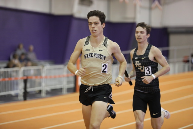 WakeTrack's tweet image. Zach Facioni sets SCHOOL RECORD in mile, going 4:01.62 in Elite Mile @JDLFastTrack. 
#GoDeacs