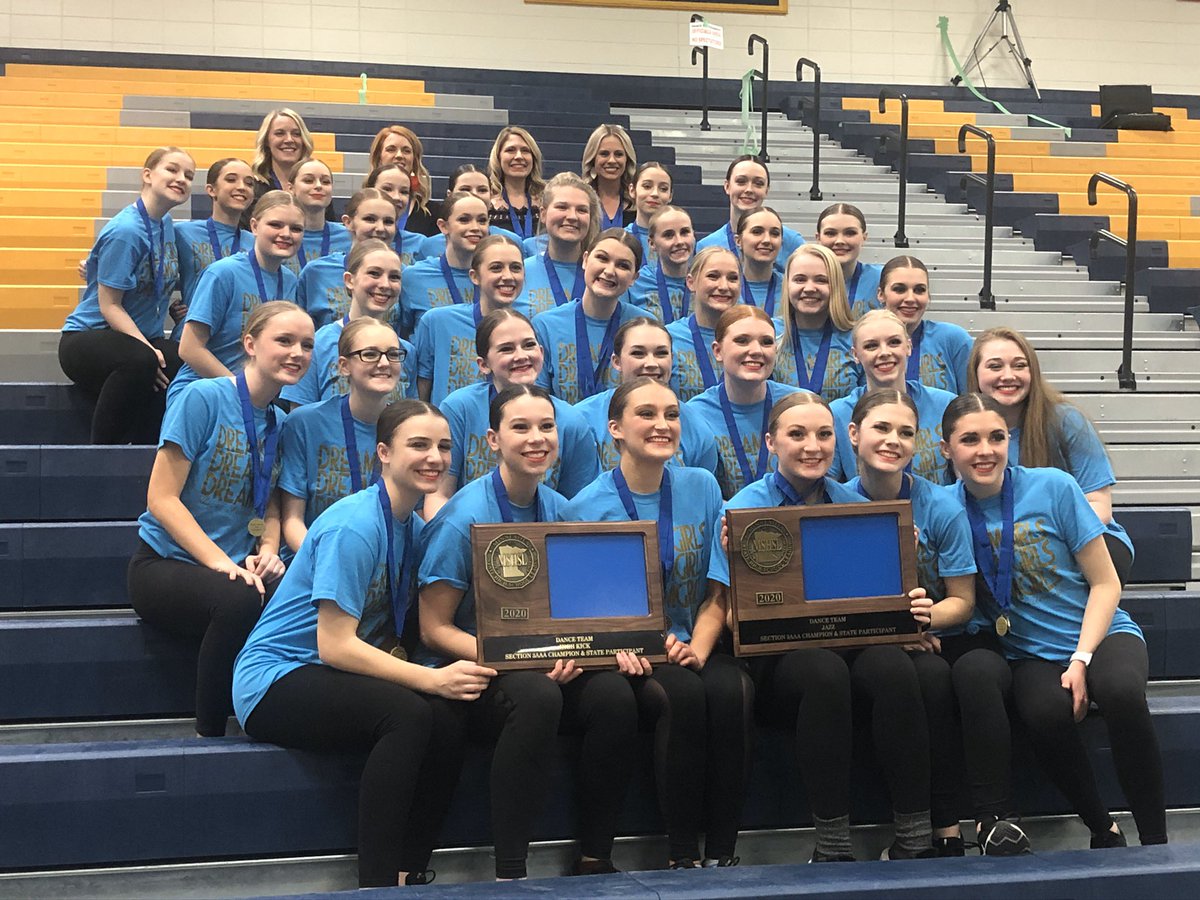 CDT_faith's tweet photo. Back to back Double Section Champs! These girls have worked so hard all year! We are so excited to perform at the Target Center next Friday and Saturday! Congratulations to all the teams advancing to the State Tournament! 💙💙#rollcougs https://t.co/JY9T2o1A9J