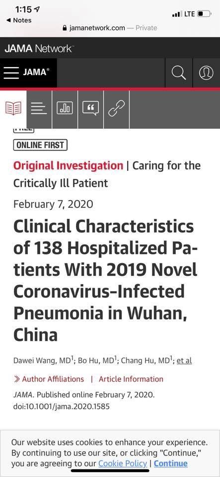 From  @hildyjohns:Put a healthy person next to a sick person and you get two sick persons. Chinese doctors report in the largest case study to date that 40 percent of a disease cluster got  #2019nCoV IN THE HOSPITAL.  https://jamanetwork.com/journals/jama/fullarticle/2761044