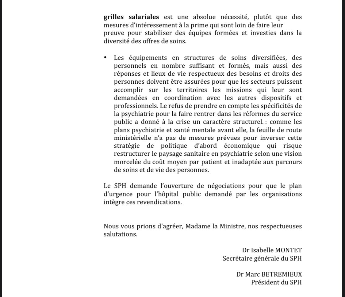 Le SPH demande l’ouverture de négociations pour que le plan d’urgence pour l’hôpital public demandé par les organisations intègre ces revendications. ⬇️