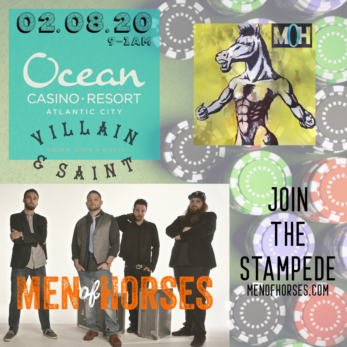 Horse crew heading back to AC tonight.. Villain &amp; Saint at <a href="/TheOceanAC/">Ocean Casino Resort</a> 9:15pm!!