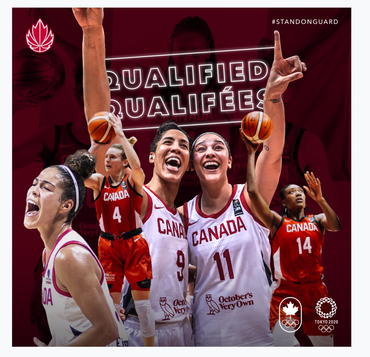 Raptors's tweet photo. #Tokyo2020 Ticket: Booked

Congrats, ladies! 

#StandOnGuard | #WeTheNorth https://t.co/i9jNeFbpVh