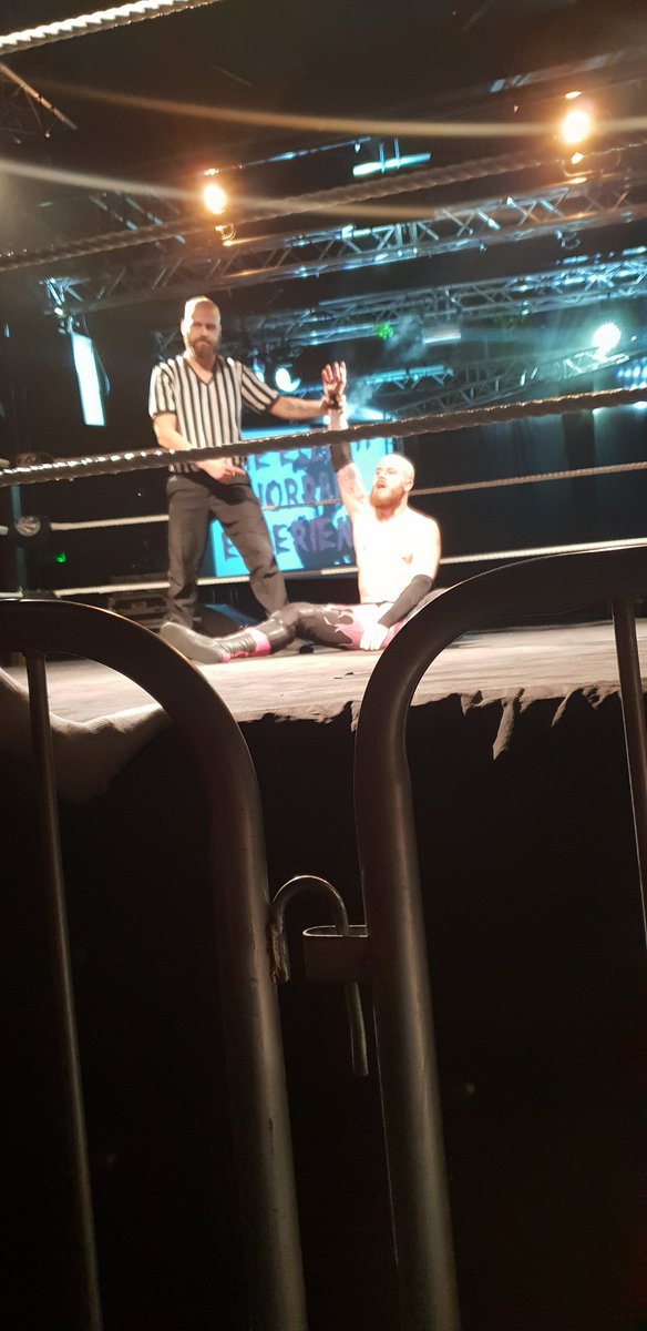 wwe1990's tweet photo. You're Rumble Winner @ElliottJordanXP @KamikazeProUK .One thing I can say about this man is that he is smart. Loved how you took off @DEREISS_ shoe thingy and used as a weapon! Very smart indeed! #overthetop7 https://t.co/pwUnbfZojT