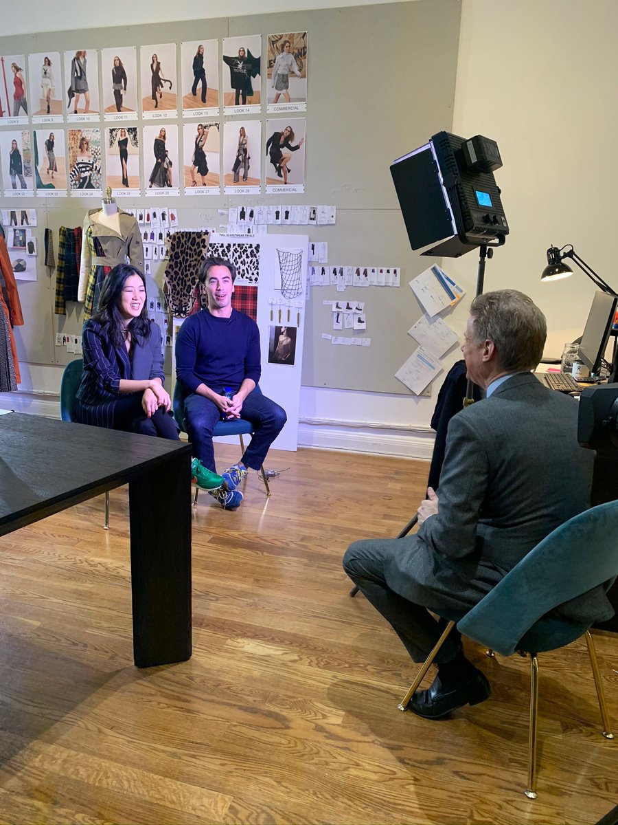 With #fernandogarcia &amp; <a href="/laurakim/">laura kim</a> designers of @monsemaison discussing this years Oscar winning looks @abc7ny #oscars2020 #oscars