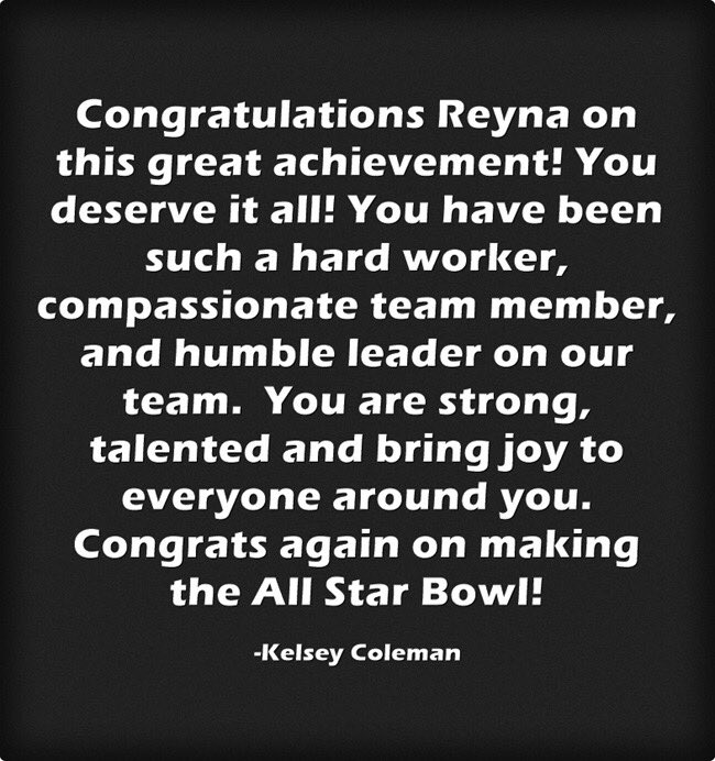 AllStar_Bowl's tweet photo. @SHRebels’s @reynaaruizz enjoys cheer, Link Crew and painting. She struggles with having faith in herself, but her favorite coach Kelsey Coleman has faith in her! See her letter to Reyna below! Let's go Reyna! #ASBCHEER #ASB2K20 https://t.co/r8CVUTyu8g