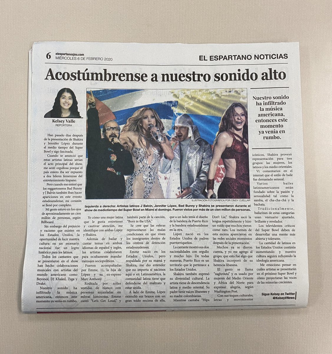 Nuestra sección de español dentro del <a href="/SpartanDaily/">The Spartan Daily</a> está disponible alrededor del campus hasta el lunes. Recojan su copia para leer mi interpretación del show de medio tiempo del Super Bowl. 💃🏻📰 <a href="/elespartanosjsu/">El Espartano SJSU</a>