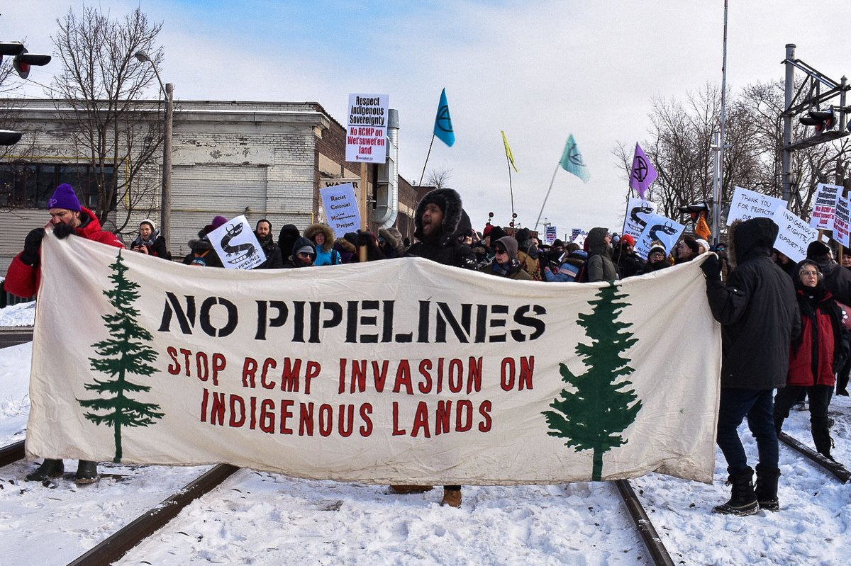 KrisnaS85's tweet photo. When justice fails block the rails! CP Railways will be contracted out by TC Energy for the Coastal Gas Link Project. We take our lead from #WetsuwetenStrong . Let 
@JustinTrudeau + @jjhorgan know that business will not carry on as usual. #ShutDownCanada https://t.co/hzWLOzE9lc