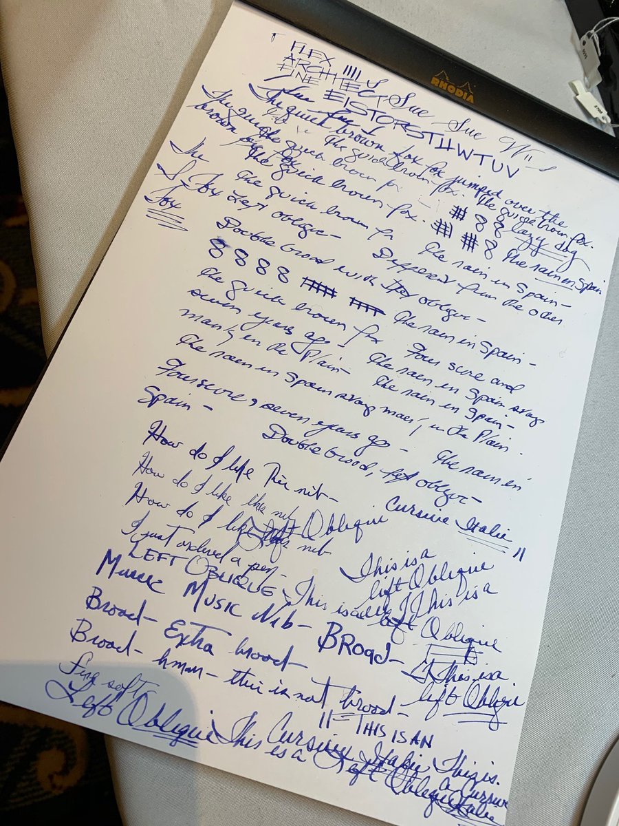 nibsdotcom's tweet photo. Saturday at the #LAPenShow - customer test writing on a #Rhodia pad at our #Nakaya Desk Pen station! https://t.co/zx3ppbswr6 https://t.co/XGCO5HOciP