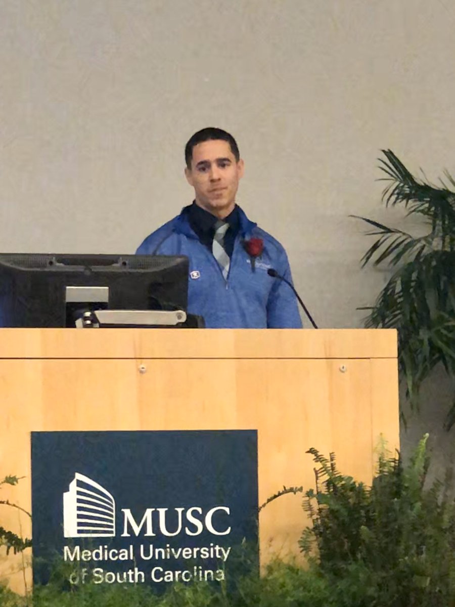GretchenSeif's tweet photo. Congrats to #MUSCDPT co 2019 @Spenc247 on winning the MUSC CHP Black History Month Achievement in Diversity award! #waves #changingwhatspossible https://t.co/7412ehdjMW