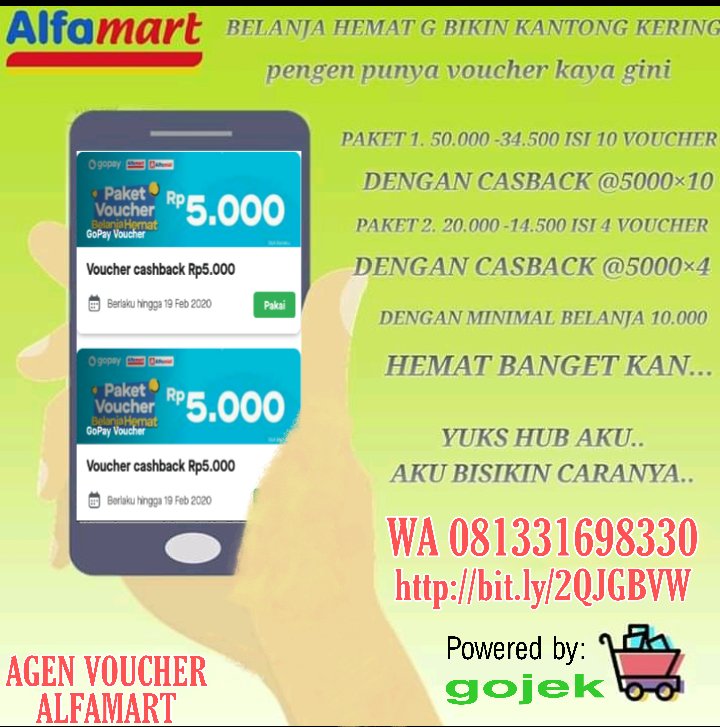 RyantoSaputra4's tweet photo. Mau belanja hemat pakai voucher Alfamart alfamidi.bisa langsung Wa 081331698330

#gojek 
#gopay 
#agenvoucheralfamart https://t.co/3e3EDvO2wO