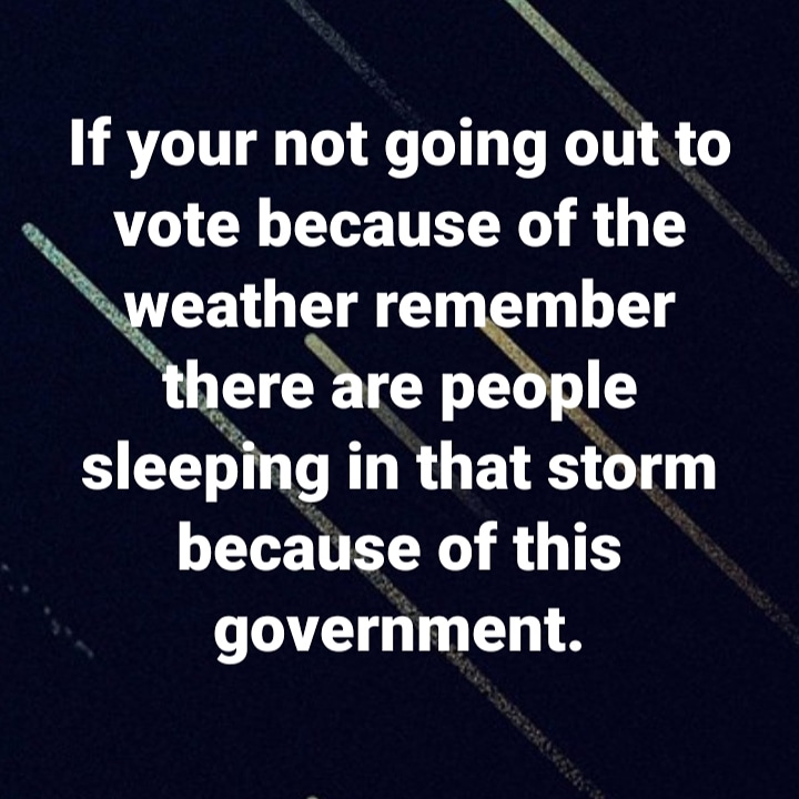 Ciara__Dunne's tweet photo. The government is fucked and today we had a chance to CHANGE that. Let's hope for the people that did go out and weren't scared to get their hair wet made that change happen. ππΌππΌ #StormCiara #irishgovernment #homelessness #makeachange #2020voting https://t.co/XKzI4yZapy