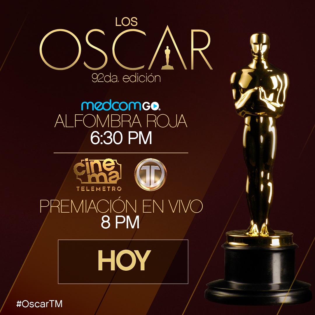 Telemetro's tweet photo. HOY #CinemaTM se viste de gala con la alfombra roja y la ceremonia del Oscar 2020 a las 8pm en vivo por @Telemetro 📺 Estén pendiente a nuestra transmisión porque podrás ganar boletos para función "UNIDOS" De Pixar
Solo Comenta con #OscarTM y etiquetar a @stop4party https://t.co/XARo5ZkpAv