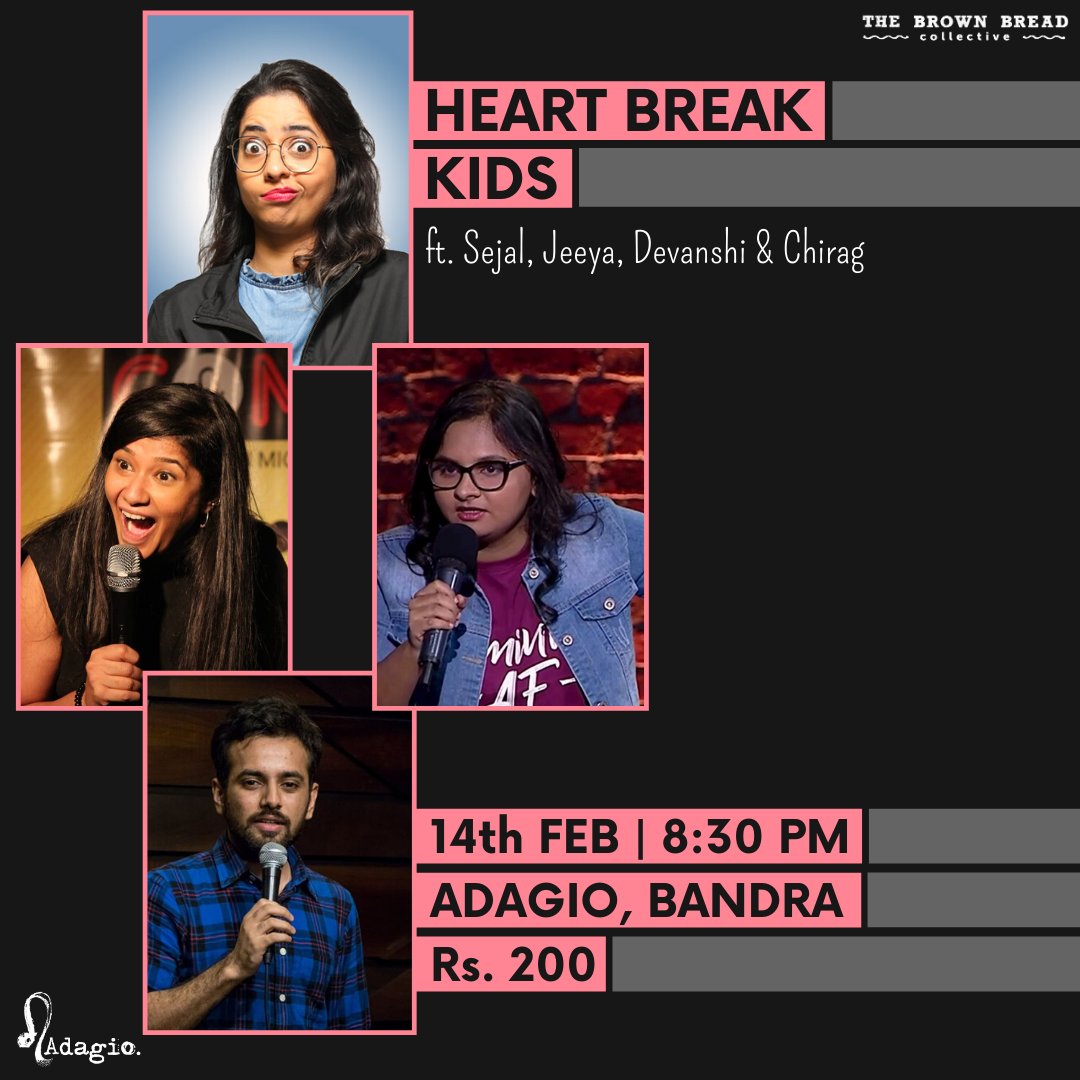 thebbcollectiv's tweet photo. This Valentine’s Day, we bring to you a show where some of the funniest comics in the scene share with you their funny stories about dating in today’s day and age.

When &amp; where: 14th Feb | 8:30 PM | Adagio, Bandra

Book your tickets here: https://t.co/hGWKXkPqAs https://t.co/lxnI44dm5e