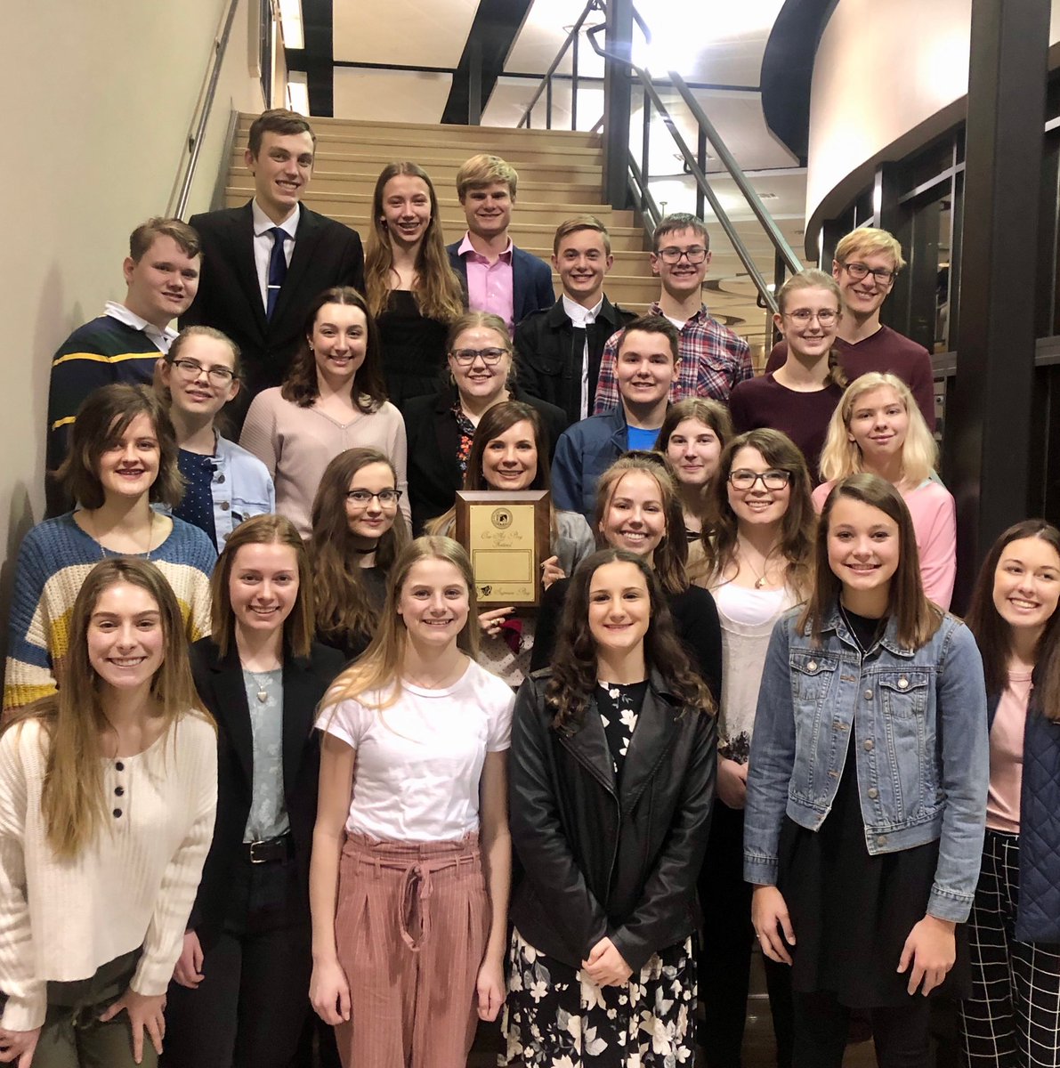 sfc_activities's tweet photo. Congratulations to the SFC one act cast and crew for their “Superior Play” award at the SD state one act festival this weekend, at O’Gorman HS. https://t.co/bXmwAyloz9