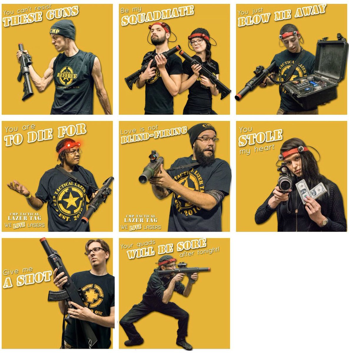 CMPTacticalFF's tweet image. Another blast from the past. Here are our 2016 Valentines! Don’t miss this year’s set, and don’t forget to sign up for BOGO sessions next week! bit.ly/CMPFFval20