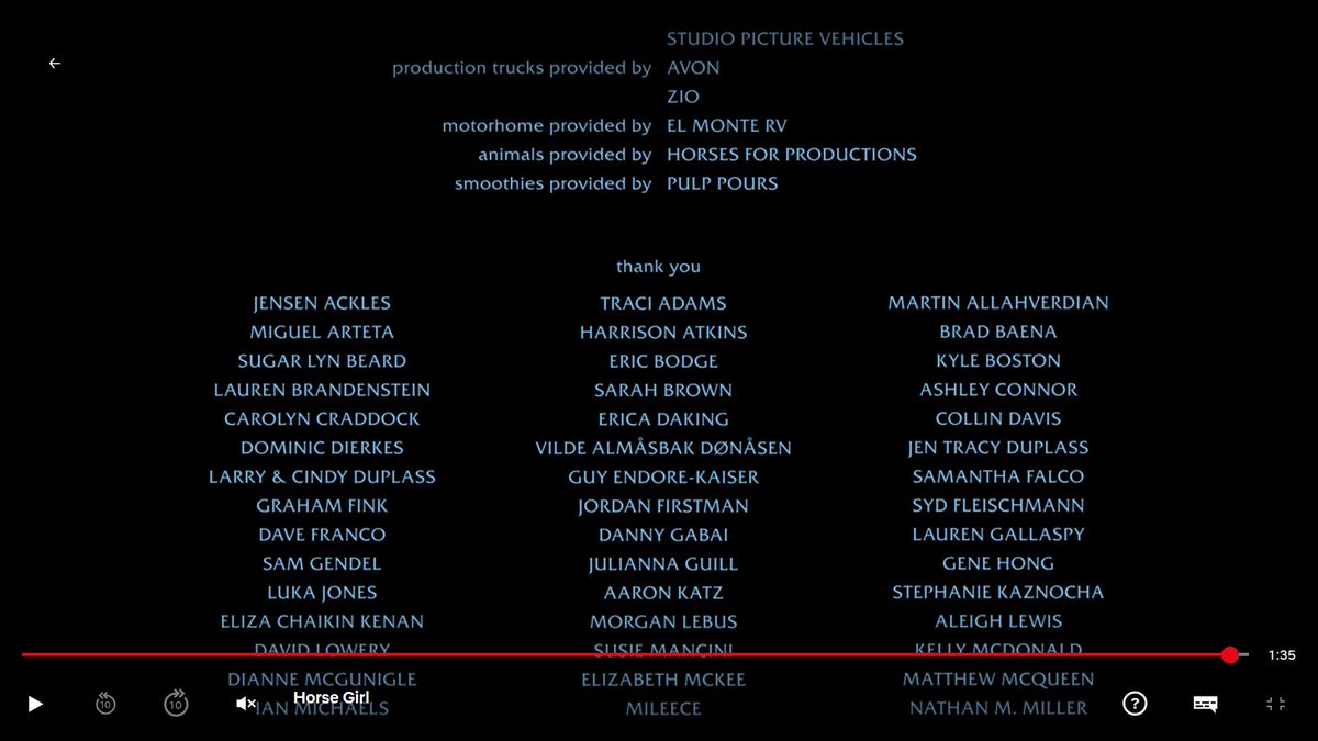 Dean And Miracle Otp Fan Account On Twitter There Is A Movie On Netflix Called Horse Girl This Was In The End Credits Anyone Know Why They Might Be Thanking Jensen Or If movie on netflix called horse girl