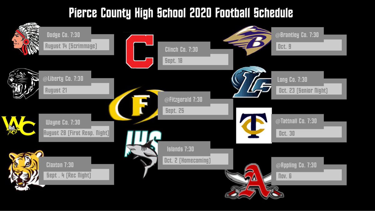 <a href="/PCHS_Football/">Pierce County Football</a> <a href="/pchsbearsden/">Bears DEN Network</a> <a href="/PCHSbears/">PCHS</a> 2020 PC Bear Football schedule— Go Bears!!