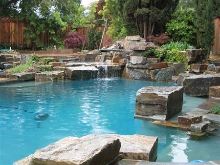 A pool with big boulders