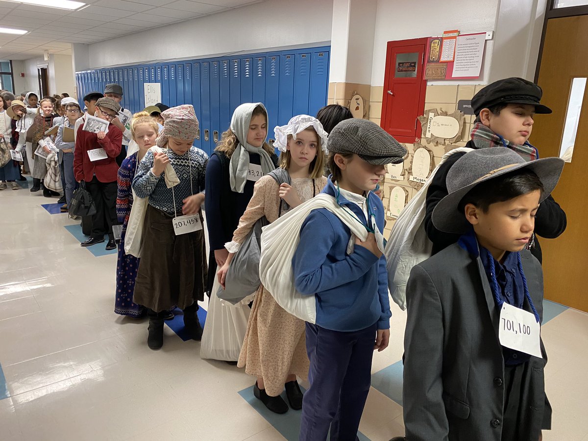 Students got to experience what immigrants  were like 100 years ago as they went through our Ellis Island Day!  #engageD64 #64smiles @franklinD64