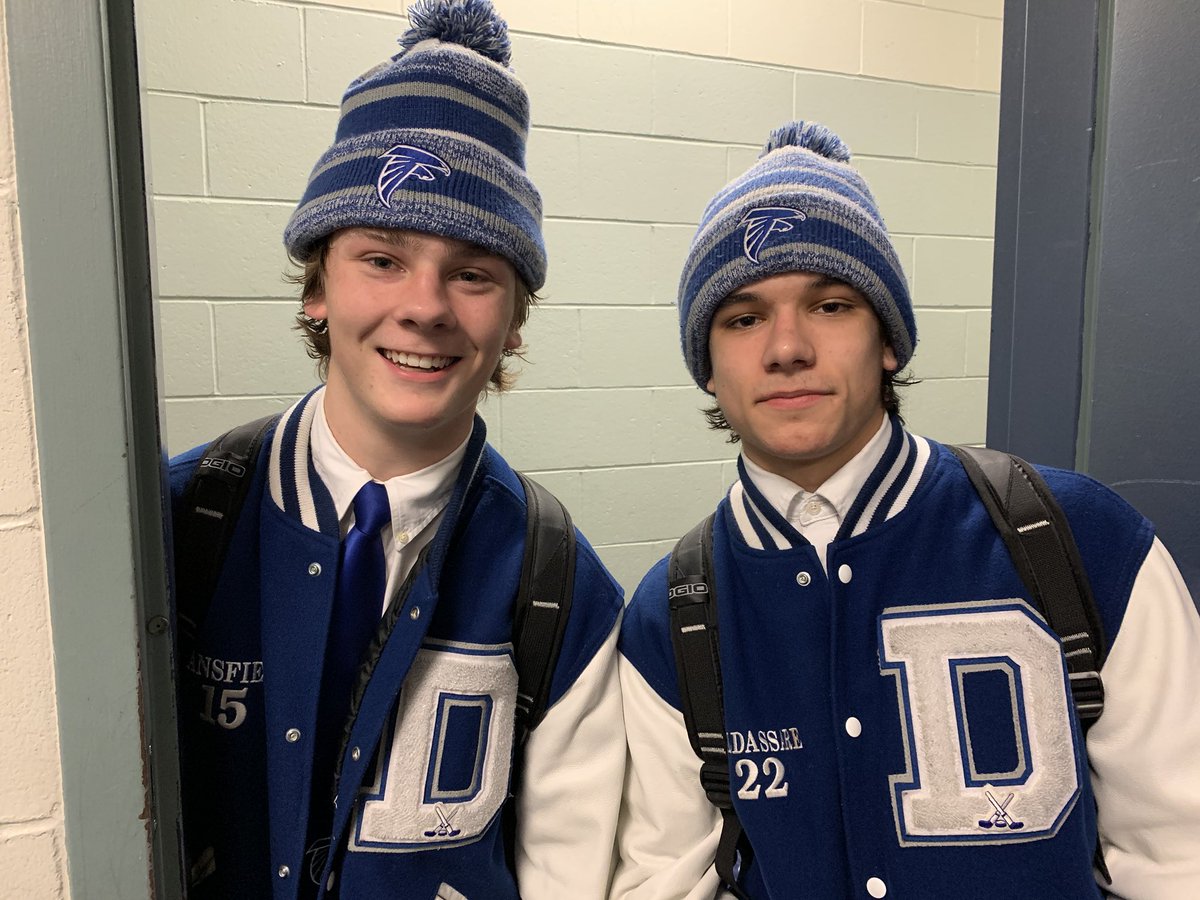 These two #beauties, captain @cmans15 and sophomore linemate @brettbaldi22, both had a goal + 2 assists in <a href="/DanversHSHockey/">Danvers HS Hockey</a>’s 3-3 comeback tie with Gloucester. Falcons (7-8-2) need 4 points over last 3 games to qualify for Division 2 North playoffs yet again. <a href="/MassHSHockey/">MassHSHockey</a>
