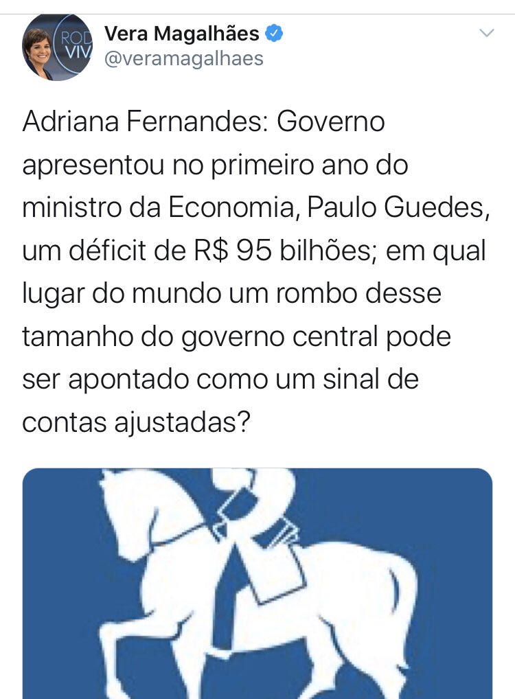 biraiorio's tweet photo. Ignorância, má fé ou ambas? Aposto na terceira alternativa.
 
O déficit foi de 154 bilhões em 2016; 
124 bilhões em 2017; 120 bilhões em 2018; e 95 bilhões em 2019. 

Em 2022, deverá ser 31,4 bilhões. Expliquem a essa jornalista que

154>124>120>95>32,4. https://t.co/zG8K7ThOKf
