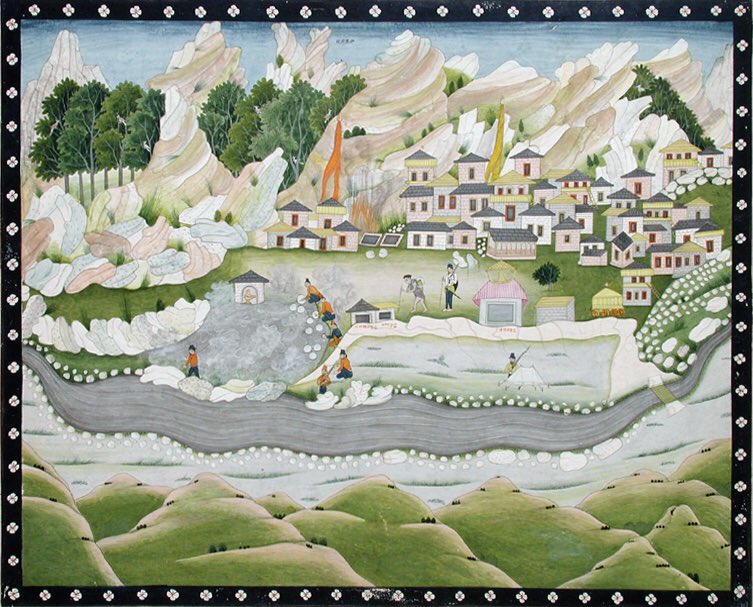 BishtLokinder's tweet photo. Cooking chapatis on the Hot Springs at #Manikarn by #Fattu,1764. #Pahari Hand
Manikaran, right bank of the #ParvatiRiver, alt. 1760 m, in #Kullu, a place of pilgrimage for #Hindus #Sikhs. Food still cooked in the hot springs - rice in a ‘potli’. SDMA
#Himachal @PunjabiRooh https://t.co/XF2EL7orLW
