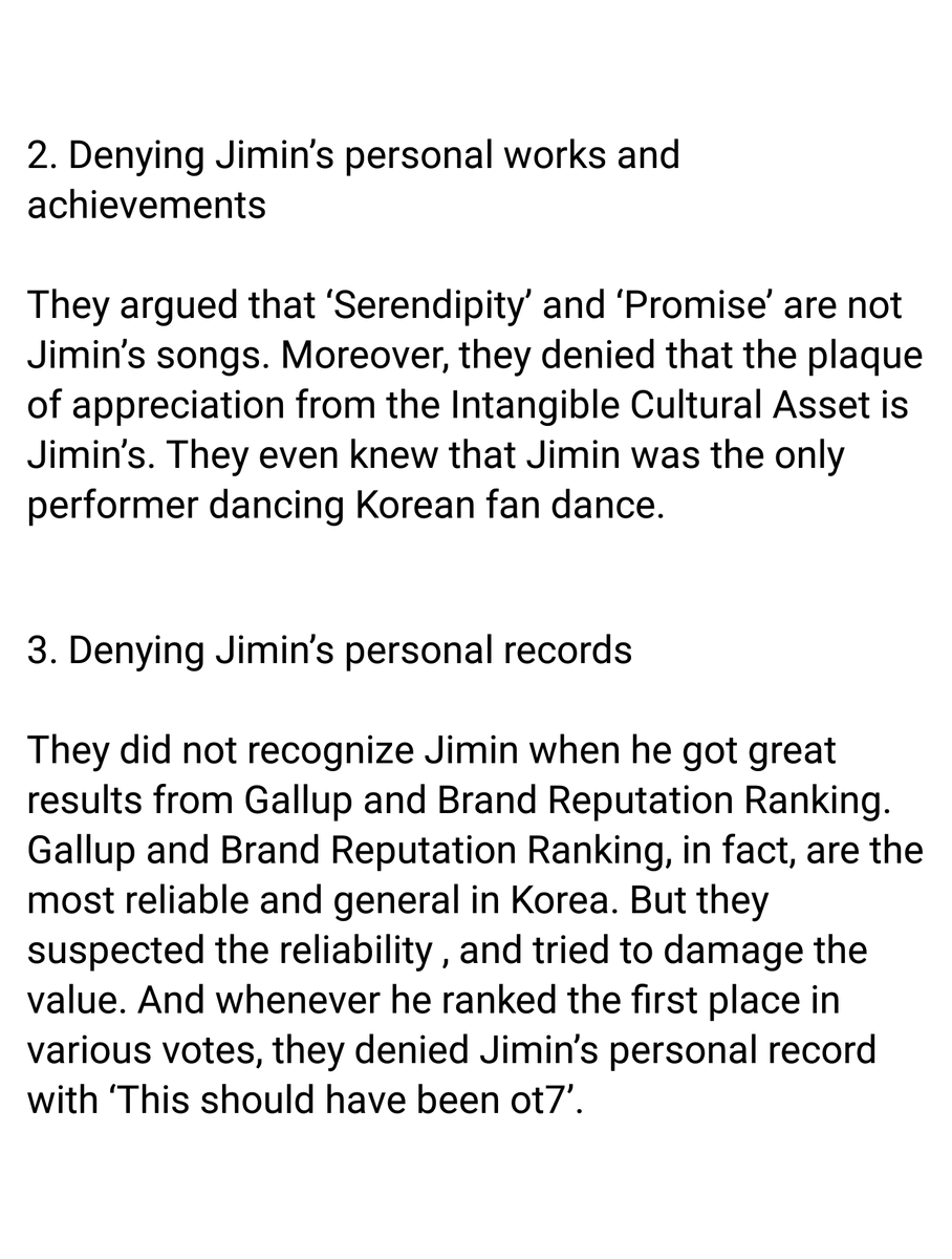 2. Denying Jimin’s personal works and achievements3. Denying Jimin’s personal records