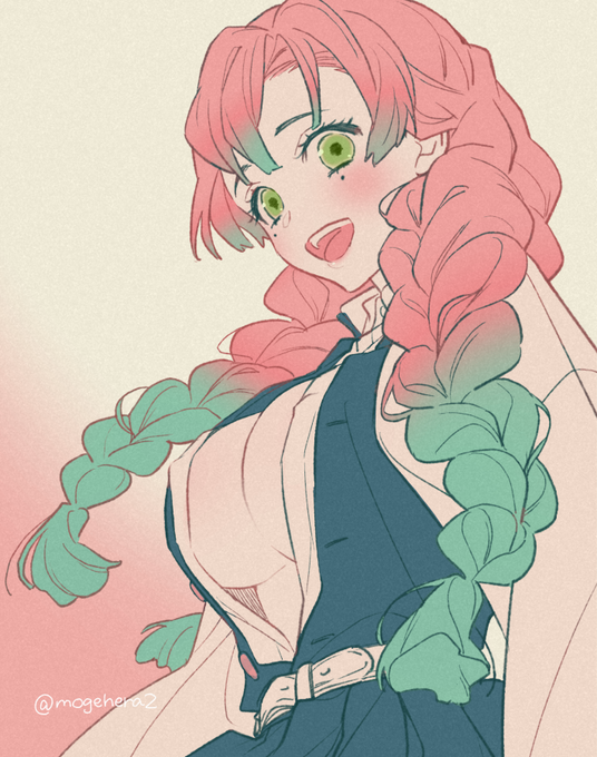 へらへら🏀7/5東1あ14aさんがTwitterに投稿した甘露寺蜜璃(鬼滅の刃)のイラスト。