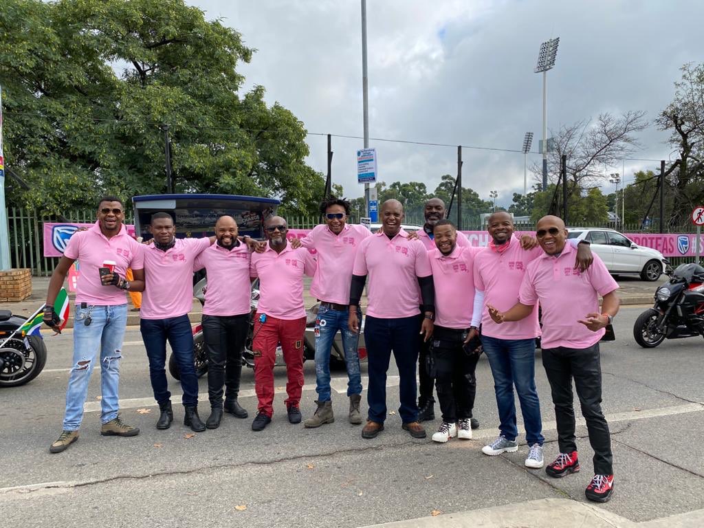 afrikatau's tweet photo. Today we saddled up to give a ride to Breast Cancer survivors #Pinkday #WanderersStadium #SAvsEngland #Pindrive #WewillbeatCancerOneday https://t.co/BiToutwDWn