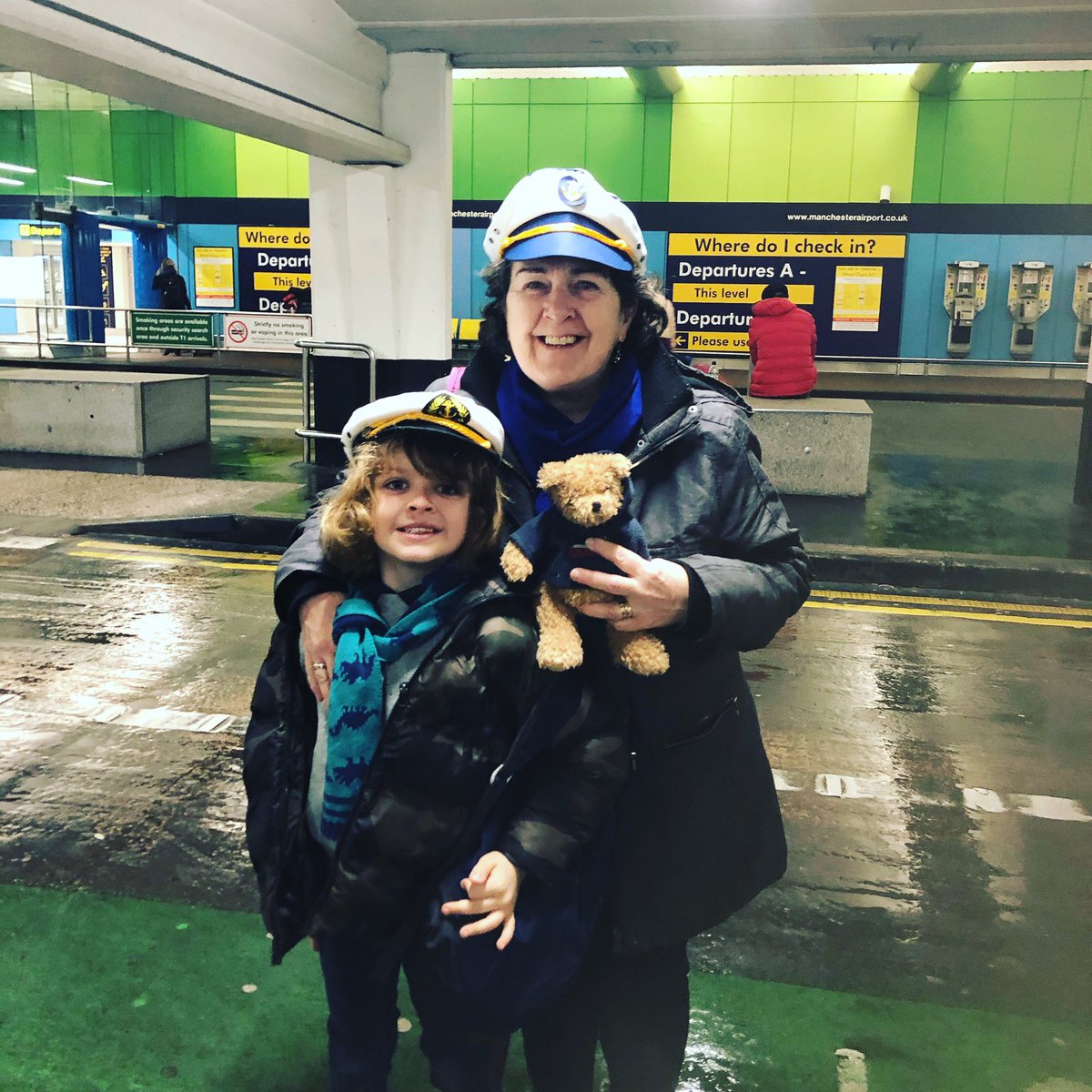 IWignallauthor's tweet photo. Just dropped my mum and Ted off at Manchester airport. Off to Belfast to see the titanic museum. Lucky for Nan, Ted had two hats ππ#nangoals #belfast #manchesterairport #titanicmuseum https://t.co/j6QoX3p9Go
