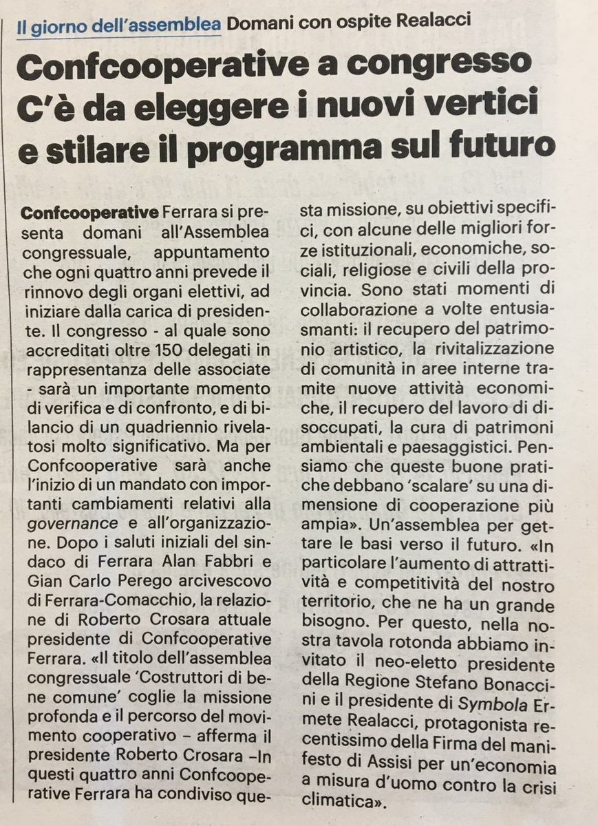 Domani a #palazzodiamanti la nostra assemblea congressuale.
#costruttoridibenecomune